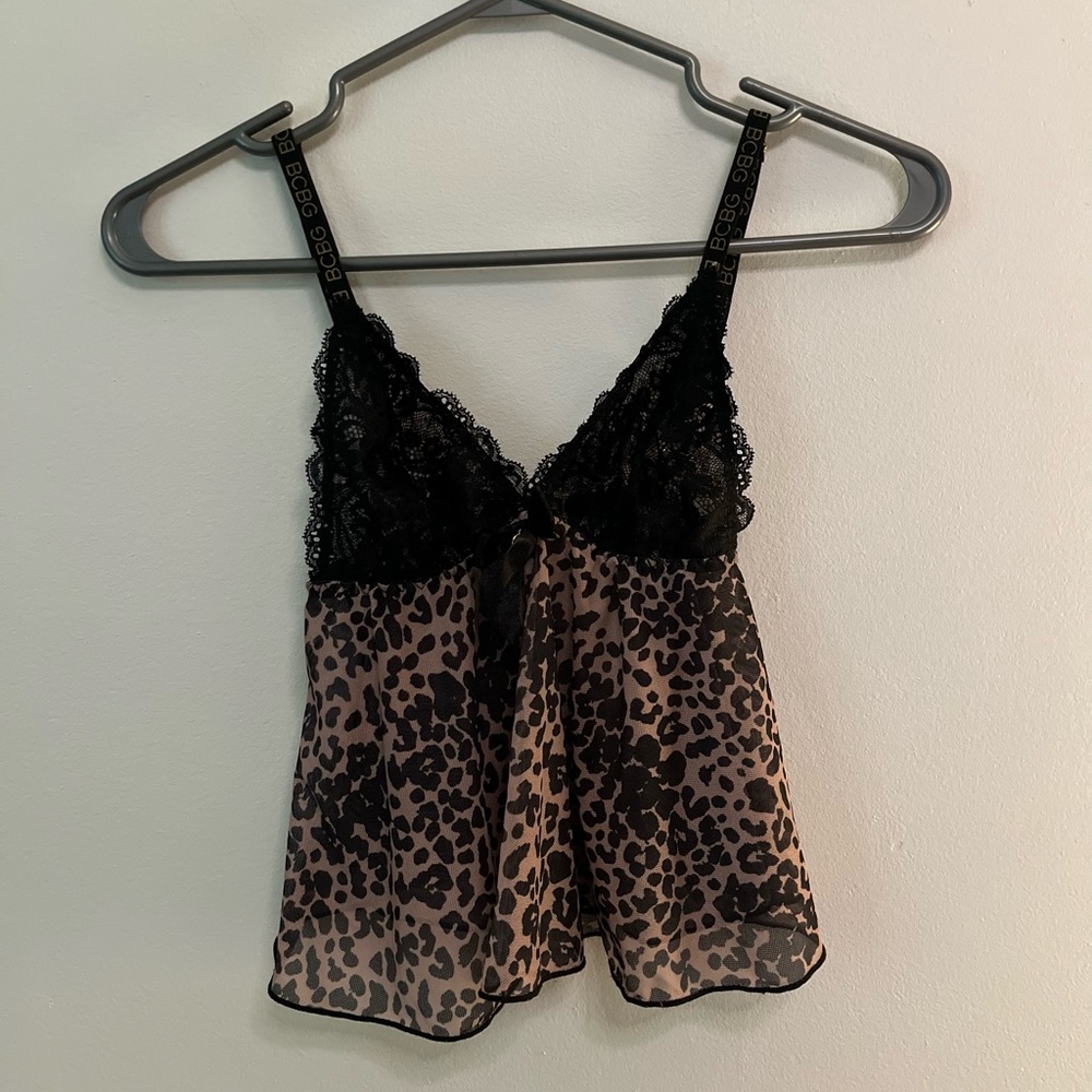 Cheetah and lace crop top
